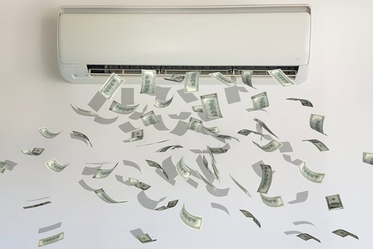 Money flowing out of a AC unit.